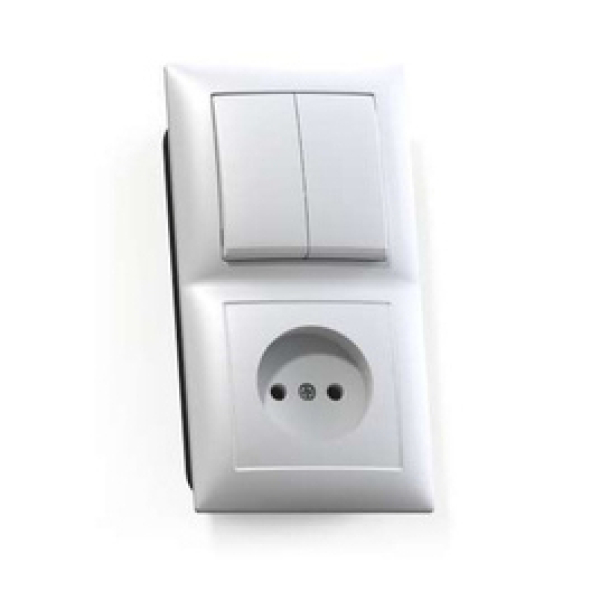 Блок СУ выключатель 2 кл. + розетка 1 мест. белый Кунцево