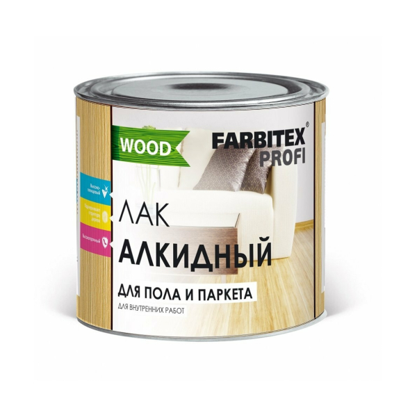 Лак для паркета 0,9кг алкидный Farbitex Profi Good For Wood