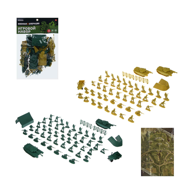 ИГРОЛЕНД Набор солдатиков 100шт., пластик, 18х26х5 см