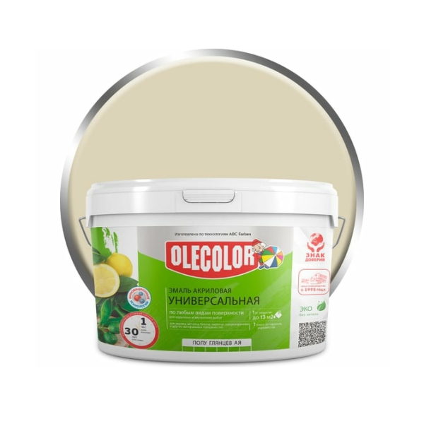 Эмаль акриловая слоновая кость полуглянцевая 2кг Olecolor