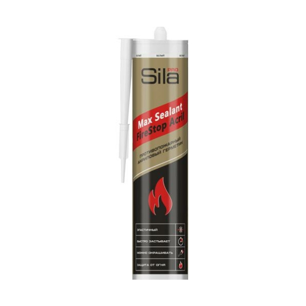 Герметик акриловый огнеупорный белый 280мл Sila PRO Max FireStop Acril
