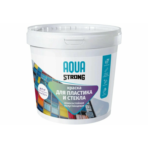 Краска для пластика и стекла полуглянцевая 0,4 кг AQUASTRONG