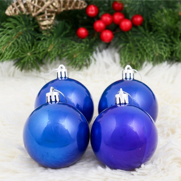 Набор шаров d-6см 4шт глянец пластик синий