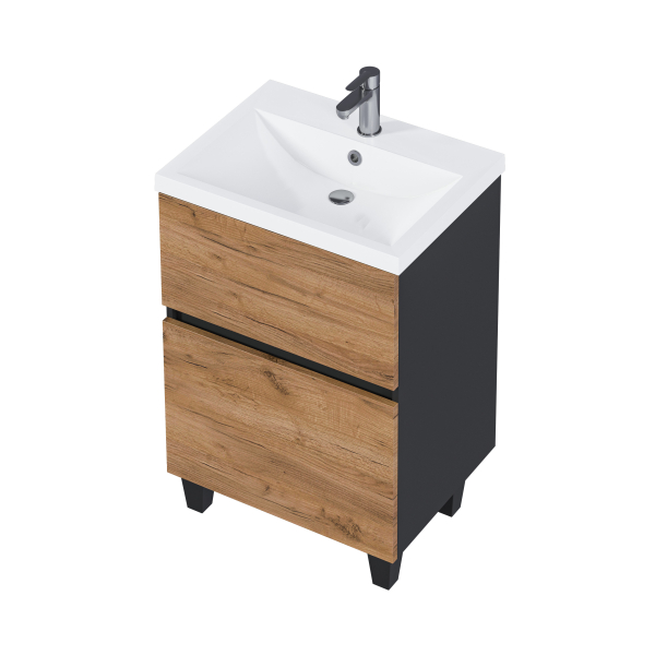 Тумба напольная Арис 60Н антрацид/дуб крафт золотой (под умывальник Сомо 60) 1MARKA