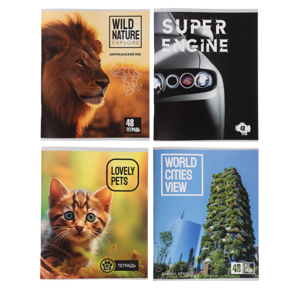 Тетрадь общая 48л. в клетку, блок №2, обложка 120г/м2, скрепка, 10 дизайнов GC ClipStudio