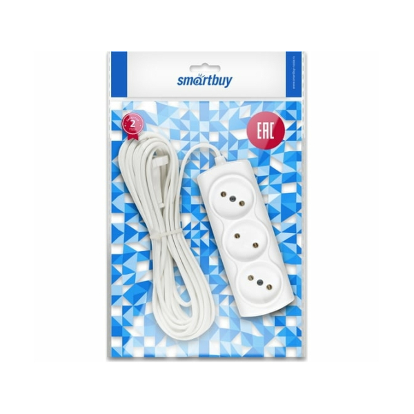 Удлинитель  3гн  5м 10А (корпус АБС-пластик) ПВС 2*1 SBE-10-3-05-N SmartBuy