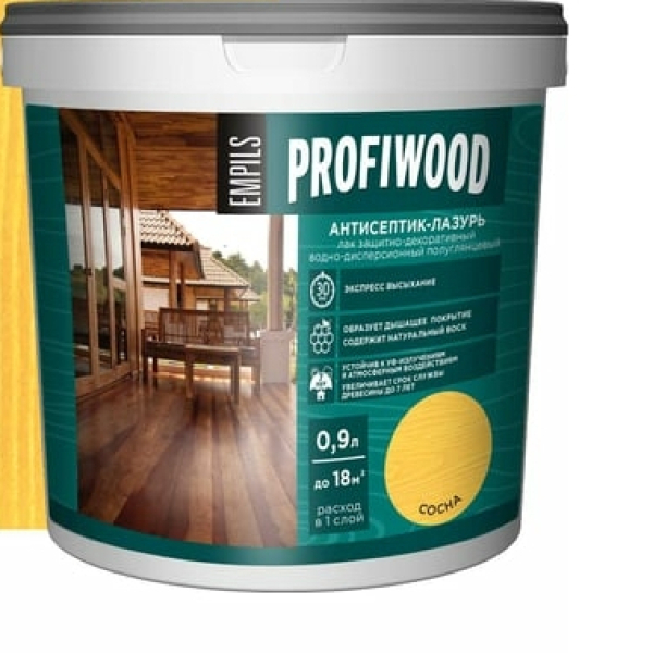 Антисептик-лазурь полиакриловый 0,9л сосна Profiwood