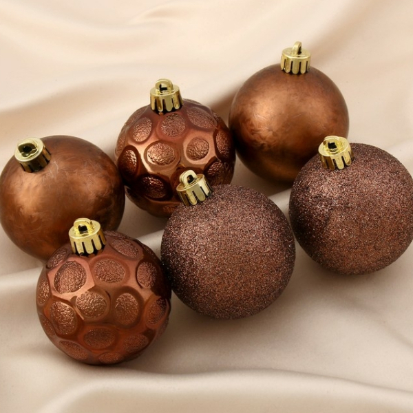 Набор шаров d-6см 6шт коричневый Марокко