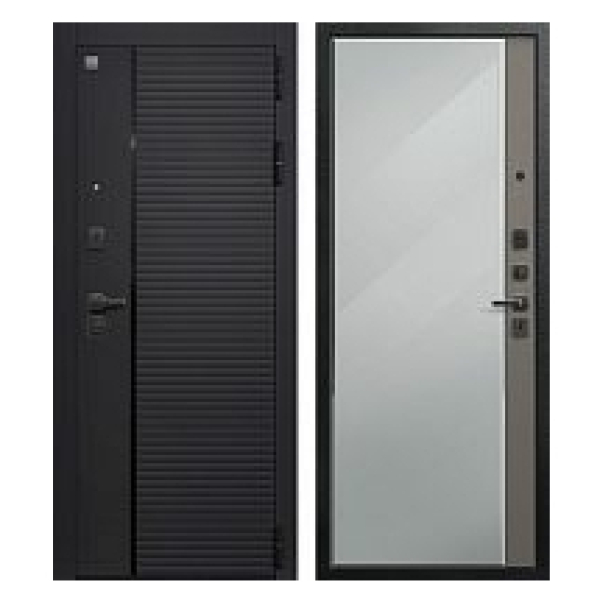 Дверь В(V)-14/1 Черный муар/Кварц черный - Кашемир базальт 860*2050  ЗЕРКАЛО L Центурион 2026