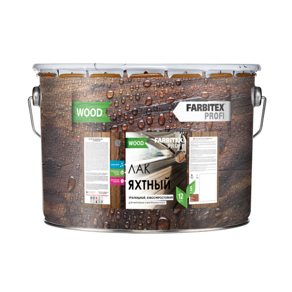 Лак яхтный 4кг уралкидный атмосферостойкий Farbitex Profi Good For Wood