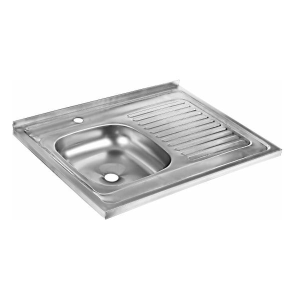 Мойка нерж.сталь накладная 0,4мм 800*600мм 12см левый 1-1/2" выпуск ECO