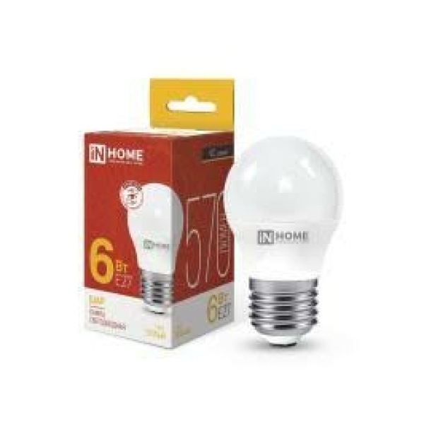 Лампа св/д Е27 LED-шар-deco 6Вт 3000К  IN HOME