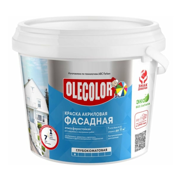 Краска ВД фасадная 9кг база С Olecolor