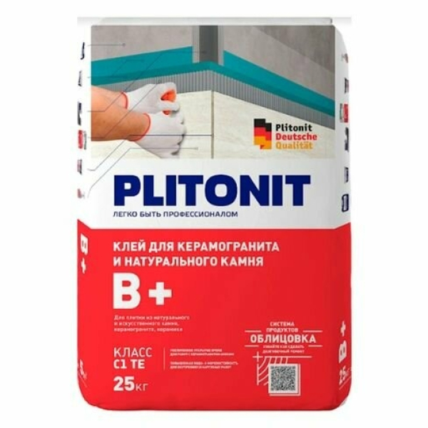 Клей д/керам-гр, усиленный армирующими волокнами Plitonit "В" 25кг (1 пал/48 шт)