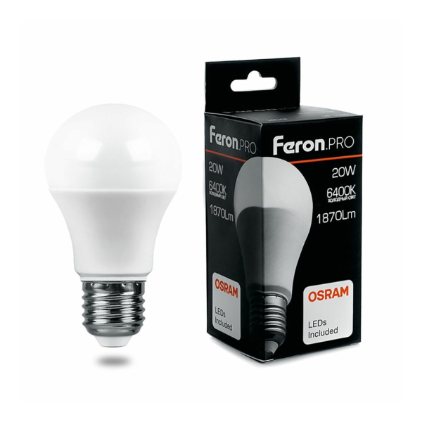 Лампа св/д A65 20Вт 6400К Е27 OSRAM Feron.PRO