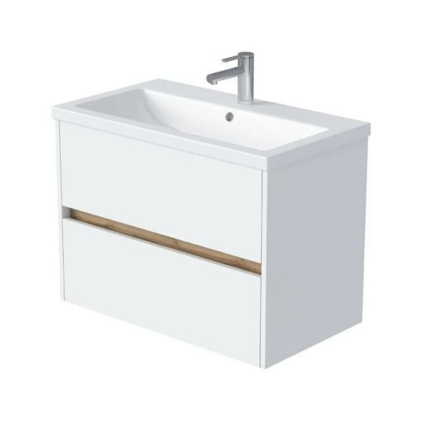 Тумба подвесная Велли 80П белая аляска/дуб вотан (под умывальник Сомо 80) 1MARKA