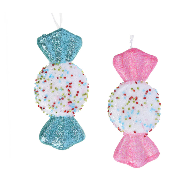 Подвеска декоративная в виде конфеты, 6,5x3,5x15 см, 2 цвета СНОУ БУМ