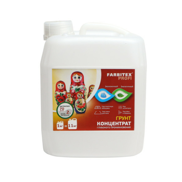 Грунтовка укрепляющая  3кг концентрат Farbitex Profi