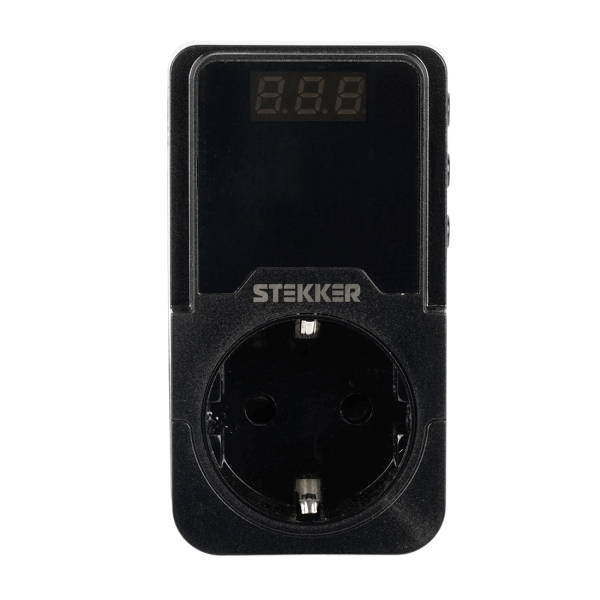 Реле напряжения в розетку 16A 230V черный регулируемое VPR-200B 50690 STEKKER