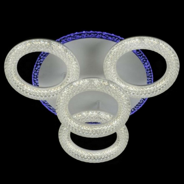 Люстра светодиодная 4*72Вт 47*16 см 2400LM 15м2 3 цвета прилож пульт белый Baizheng