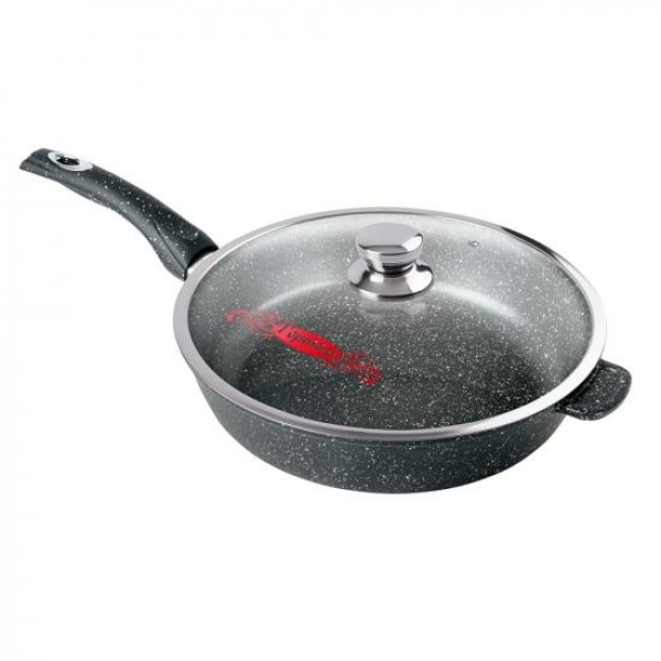Сковорода 28см алюминевая стеклянная крышка Гранит Горница