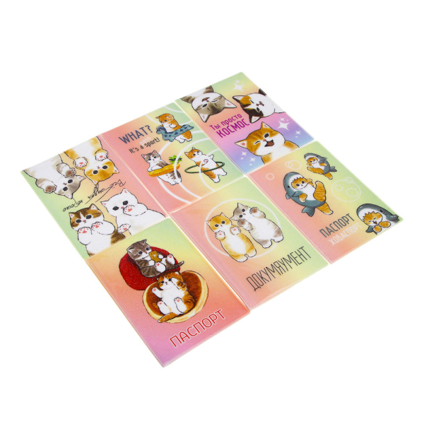 Обложка на паспорт с блестками, ПВХ, 13,6х9,5см, 6 дизайнов