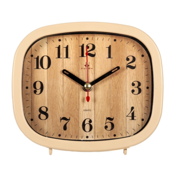 Будильник кварц, корпус бежевый "Дерево", арт.В5-005