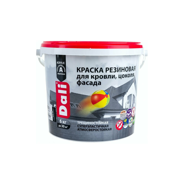 Краска резиновая фасадная 6кг черный глубокоматовый Dali