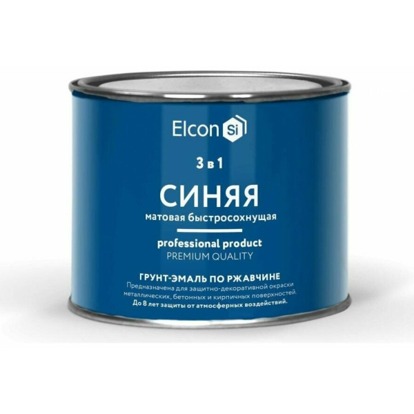 Грунт-эмаль по ржавчине 3в1 синяя матовая 0,4л Elcon