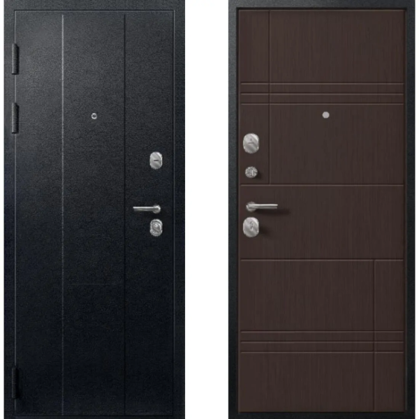 Дверь К-23 Черный муар/ Лиственница тёмная 860*2050 L Центурион