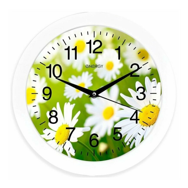 Часы настенные круг 27,5*3,8 см белые ромашки ЕС- 98 Energy