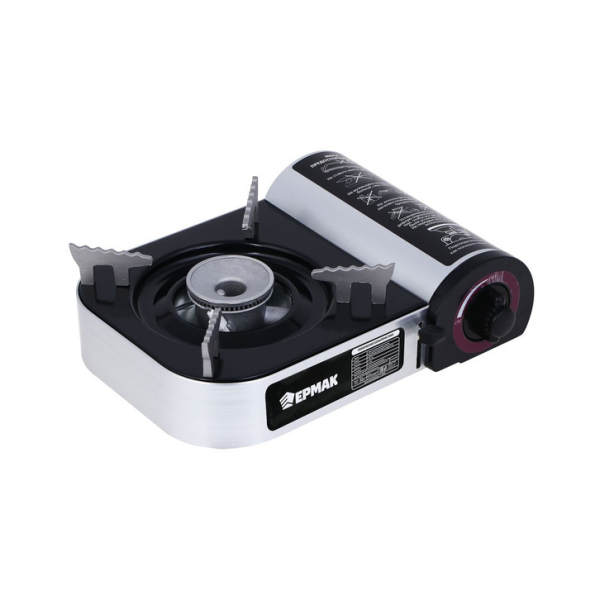 ЕРМАК Плитка газовая с цанговым захватом, переходник, кейс, алюминий, 25х20х7,7см