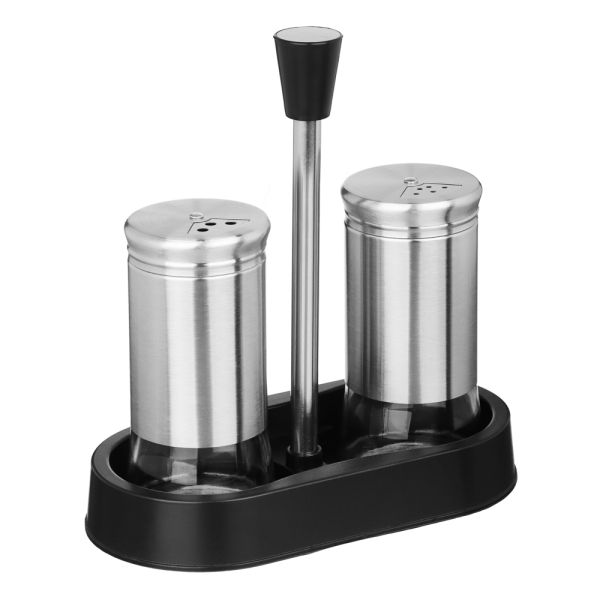 SATOSHI Набор для соли и перца 2шт. 16.6x8.5x17.5см, стекло, нерж.сталь, пластик, цвет серебро