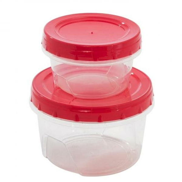 Набор пластиковых банок 2 шт с закручивающейся крышкой 0,3 л, 0,7 л Полимербыт