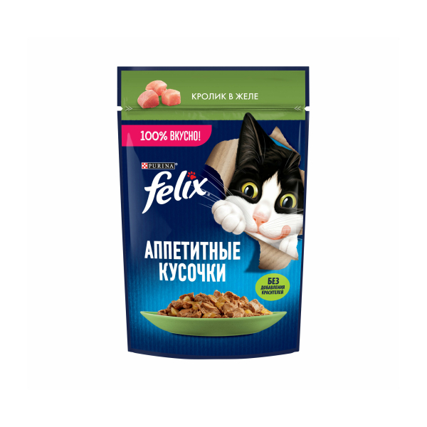 Корм Felix Аппетитные кусочки для кошек с кроликом в желе 75гр