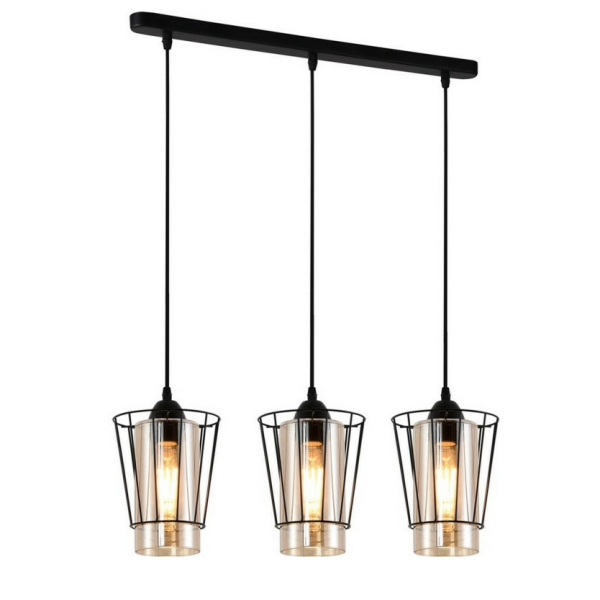 Люстра 3*60Вт Е27  металл стекло черный 64*15*100 см 12м2 Baizheng