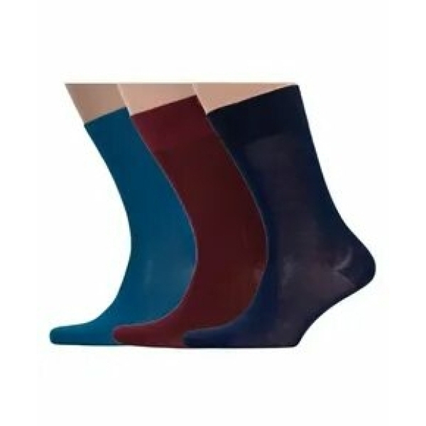 Носки мужские 3 пары р. 40-44, полиэстер 43%, хлопок 21%, лайкра 18%, эластан 18%, разноцветные