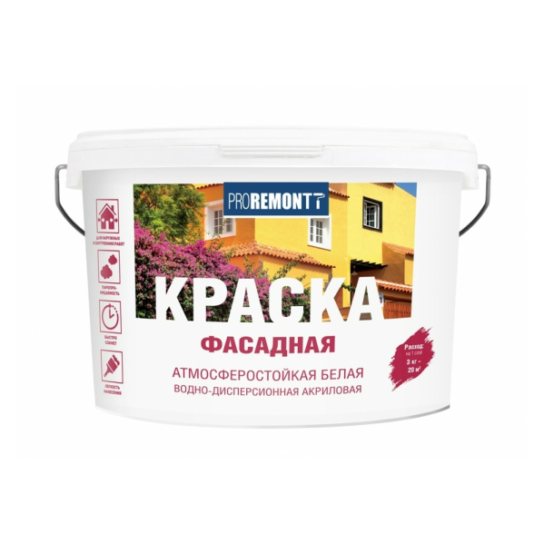 Краска ВД фасадная  3кг Proremont