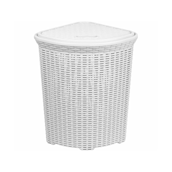 Корзина для белья с крышкой 60л 405*405*570мм угловая белый Ротанг Violet