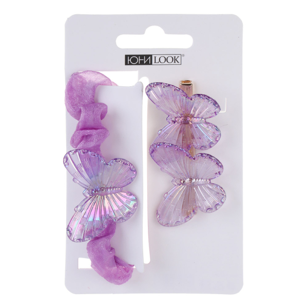 ЮНИLOOK Детские аксессуары для волос: резинка и заколка, d6см, 5,5/6 см, металл, ПЭ, пластик, 2 диз.