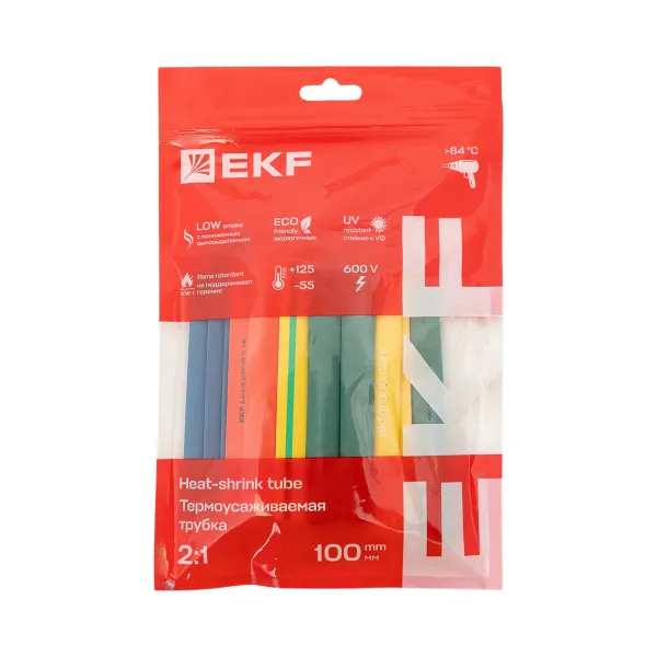 Трубка термоусаживаемая 8/4 ТУТ EKF (набор 7 цветов по 3шт)