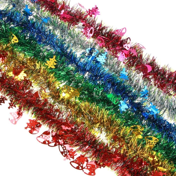 Мишура с декором "елочки" и "колокольчики", 6x200 см, ПВХ, 6 цветов СНОУ БУМ