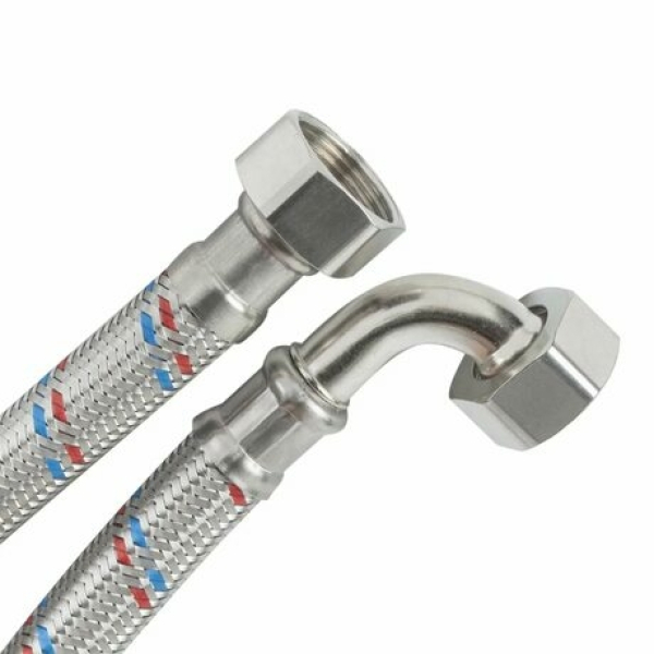 Подводка гибкая нейлон для смесителя  60см г/г 1/2"угол (2 шт)