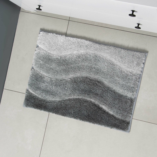Коврик для ванной 43*61см серый Вэйвс (Waves) ДОЛЯНА