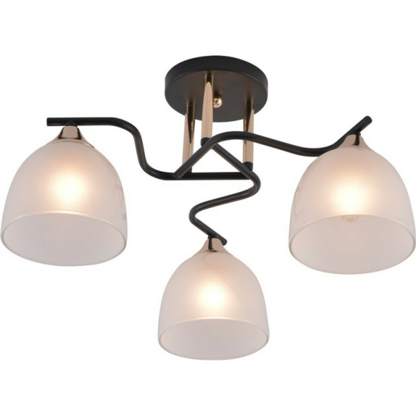 Люстра 3*60Вт Е27  плафон стекло черный золото 47*26 см 12м2 Baizheng