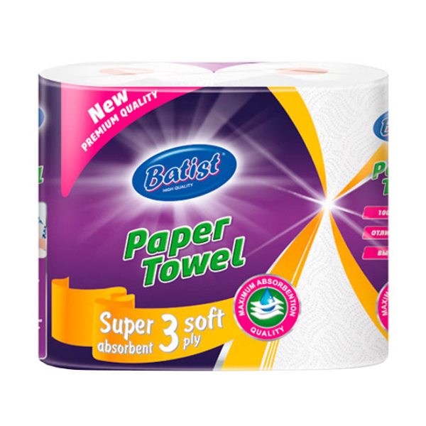 Полотенце бумажное BATIST 3-сл 2шт Белый*12
