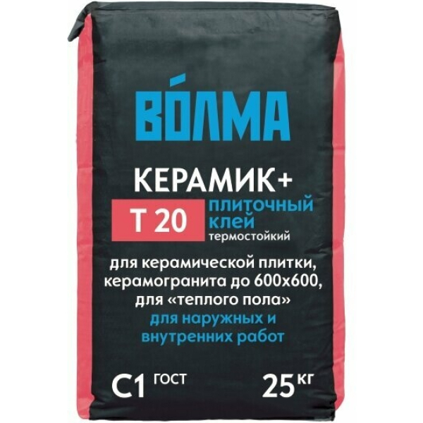 Смесь сухая клеевая на цементном вяжущем С1 Т (ВОЛМА-Керамик+), 25кг