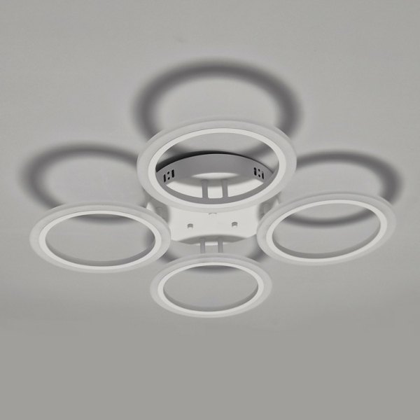 Люстра светодиодная 4*96Вт 68,3*8 см 3300LM 20м2 3 цвета прилож пульт хром Baizheng