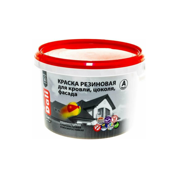 Краска резиновая фасадная 3кг зеленый глубокоматовый Dali