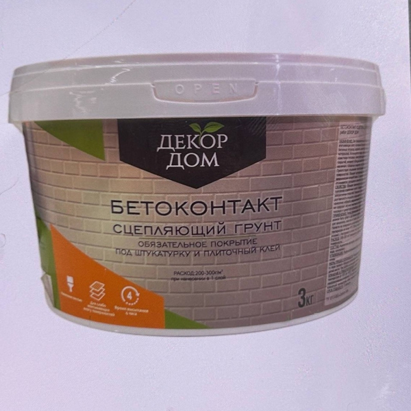 Грунтовка бетон-контакт  3кг Декор Дом